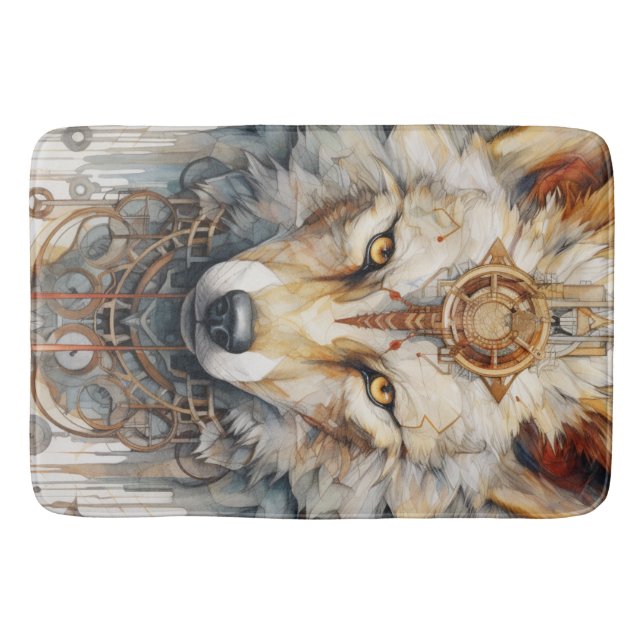 Tapete De Banheiro Lobo Steampunk Sombra de Vapor (Frente)