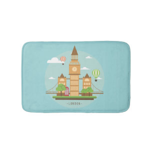 Tapete De Banheiro London England Landmarks Bath Mat Aqua