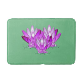 Tapete De Banheiro Lotus floresce rosa sobre fundo verde marinho