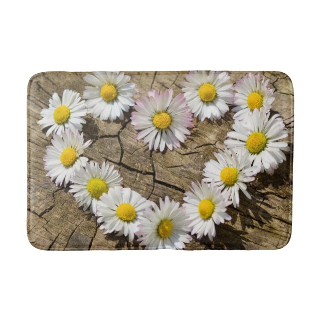 Tapete De Banheiro Love Heart Daisies Bath Mat (Frente)
