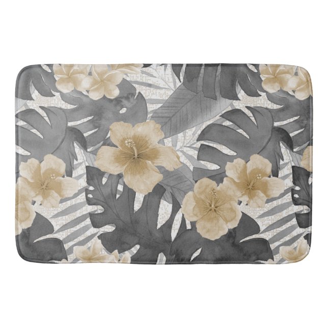 Tapete De Banheiro Luana Watercolor Floral Neutro Tropical (Frente)