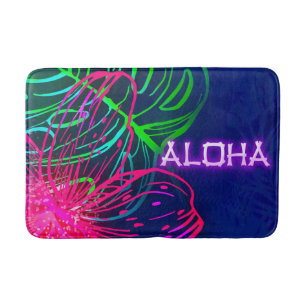 Tapete De Banheiro Luau Elétrico Noite Tropical Neon Aloha