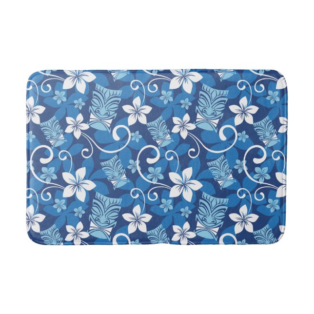 TAPETE DE BANHEIRO LUAU TIKI PATTERN (BRIGHT BLUE) (Frente)