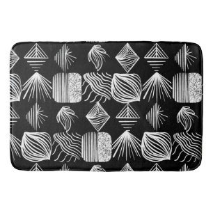 Tapete De Banheiro Lúpulo Tribal de Caribe Negrito - Preto e Branco,