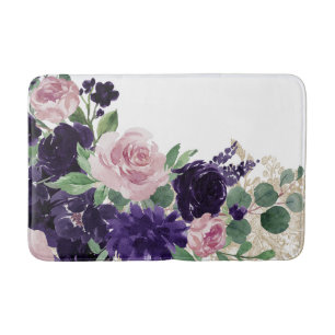 Tapete De Banheiro Lush Blossoms Shimmer Floral Púrpura e Rosa