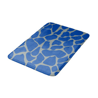 Tapete De Banheiro Luxo em Azul Cobalto e Cinza com Estampa de Girafa