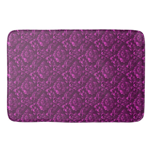 Tapete De Banheiro Luxury Rosa Damask Floral (Frente)