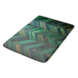 Tapete De Banheiro Luxury Teal Chevron & Gold Inlay Bath Mat