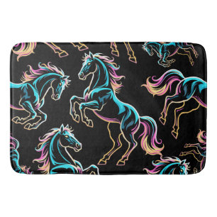 Tapete De Banheiro Luz Neon de Cavalo Efeito Glitch Estilo Retro