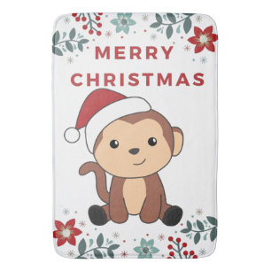 Tapete De Banheiro Macaco Natal Neve Inverno Animais Macacos Banho