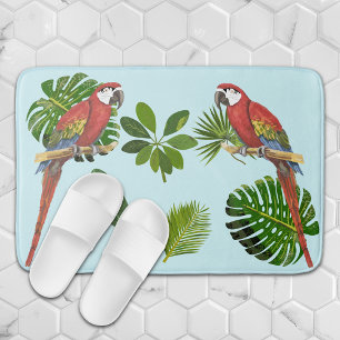 Tapete De Banheiro Macaw E Folhagem Tropical