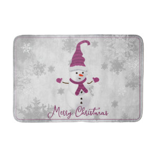 Tapete De Banheiro Magenta Cute Snowman - Bath Mat