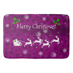 Tapete De Banheiro Magenta Papais noeis Sleigh e Reindeer Bath Mat