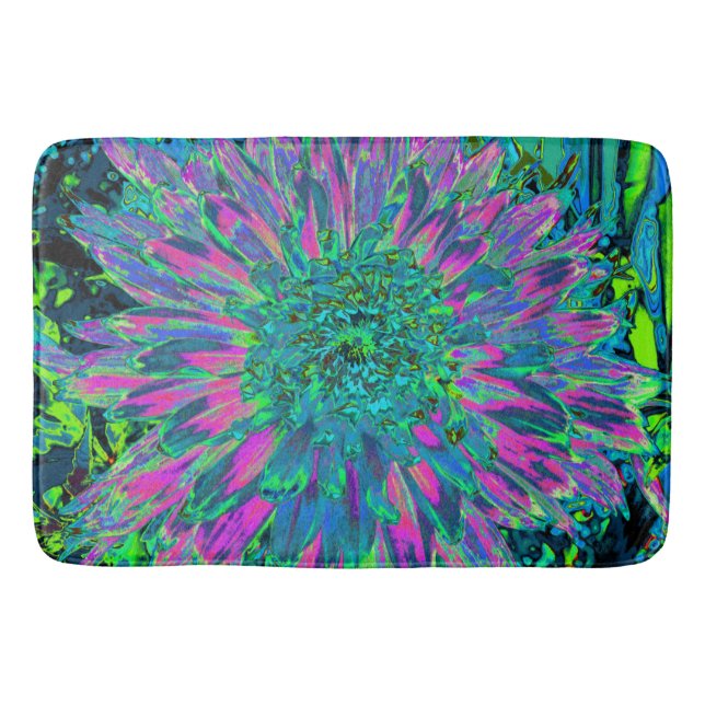 Tapete De Banheiro Magenta Psicodélica Aqua e Verde limão Dahlia (Frente)