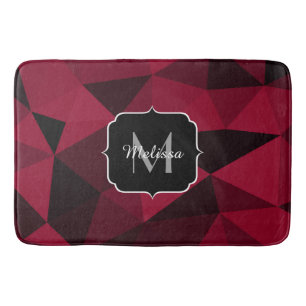 Tapete De Banheiro Magenta rosa vermelho padrão de geometria preto Mo