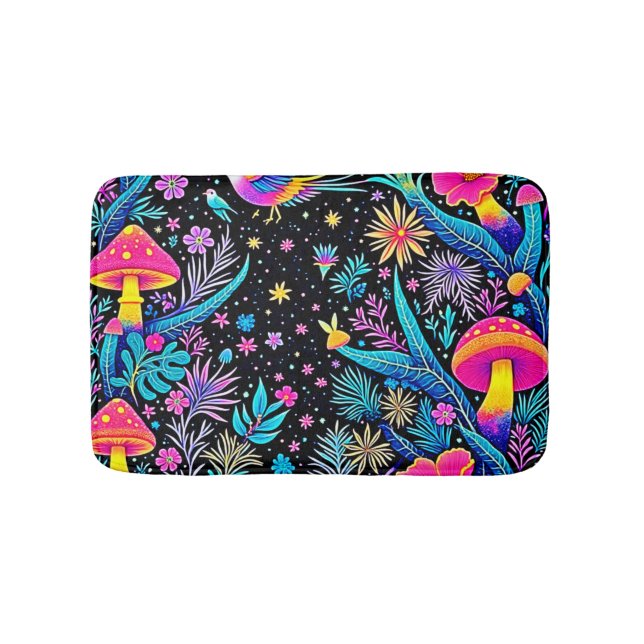 Tapete De Banheiro Magical Neon Forest Night Design (frente)