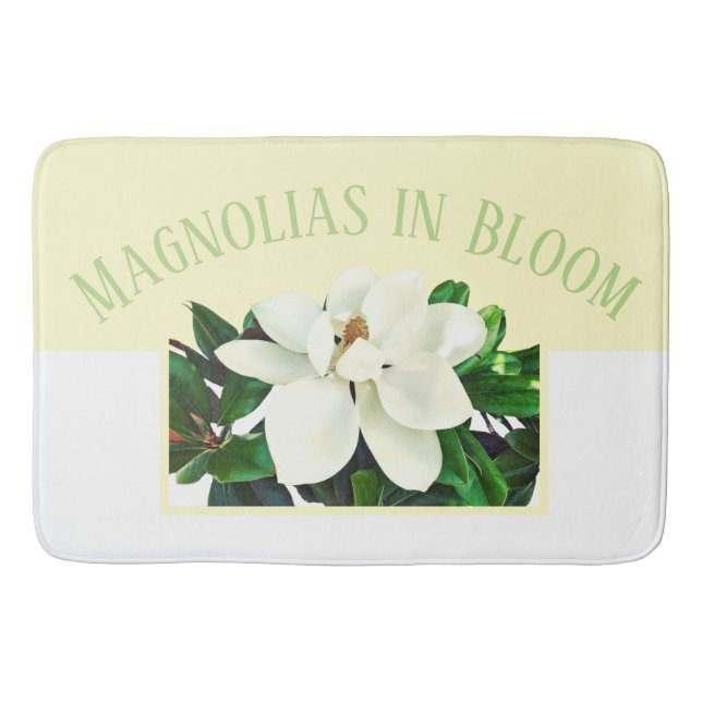 Tapete De Banheiro Magnolia Bloom | Amarelo grande e branco (Frente)