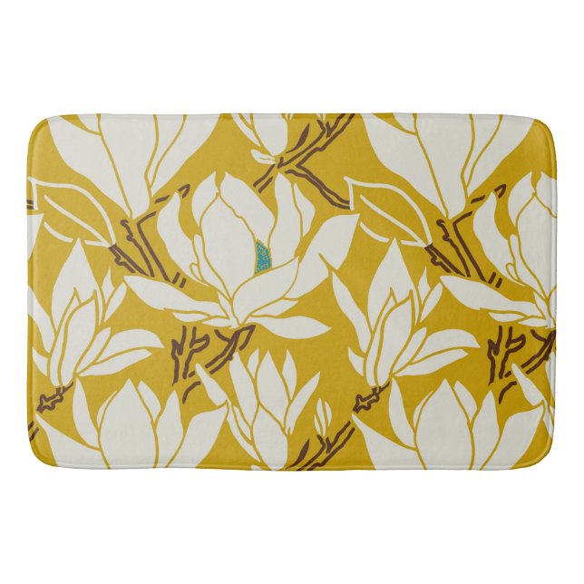 Tapete De Banheiro Magnolia graphic in mustard pattern (Frente)