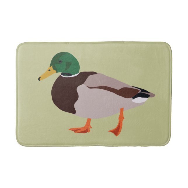 Tapete De Banheiro Mallard Duck Ilustração Verde Pálido (Frente)
