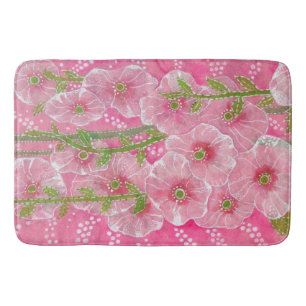 Tapete De Banheiro Malva Flor de Malva Rosa Pintura Floral
