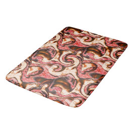 Tapete De Banheiro manchas abstrato vermelho e coral com estilo lenho