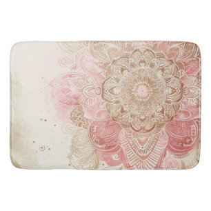 Tapete De Banheiro Mandala Boêmio Boho Rosa Marrom Creme Moda