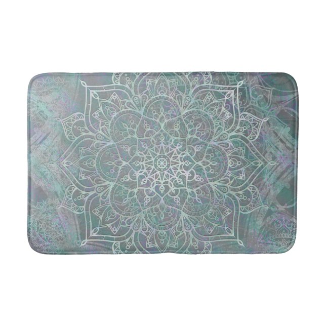 Tapete De Banheiro Mandala Boho Chic Brilho Iridescente (Frente)