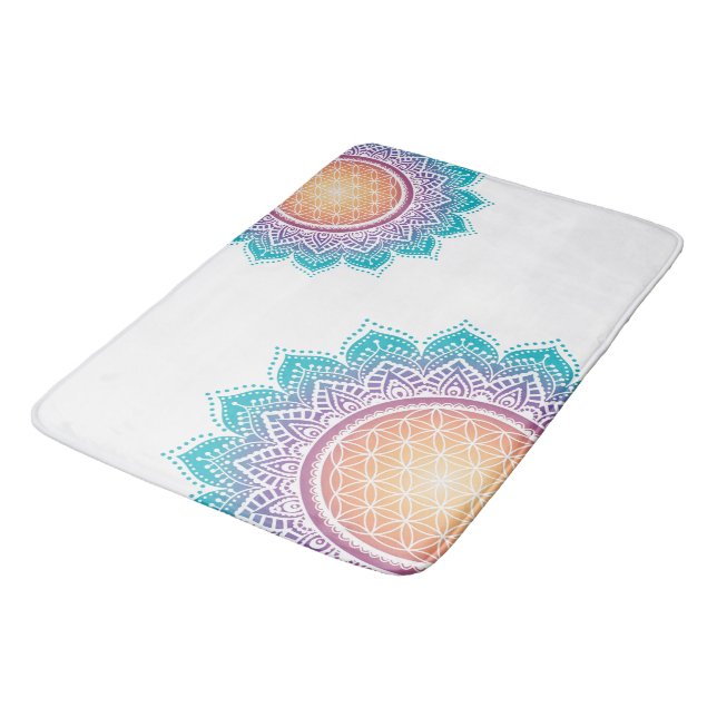 Tapete De Banheiro Mandala Flower of life sun Badematte (Angulado)