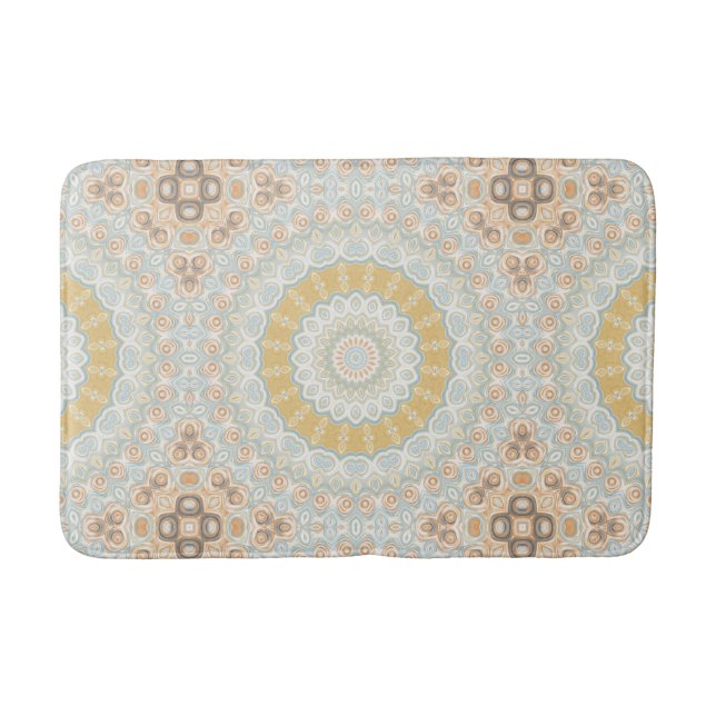 Tapete De Banheiro Mandala Medallion em Amarelo, Azul e Laranja (Frente)