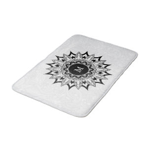 Tapete De Banheiro Mandala preta numa paisagem branca