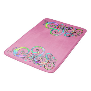 Tapete De Banheiro Mão Cardíaca Espiral Pintada Design 1