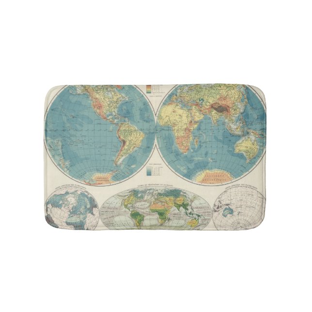 Tapete De Banheiro Mapa 2 do atlas de mundo (frente)