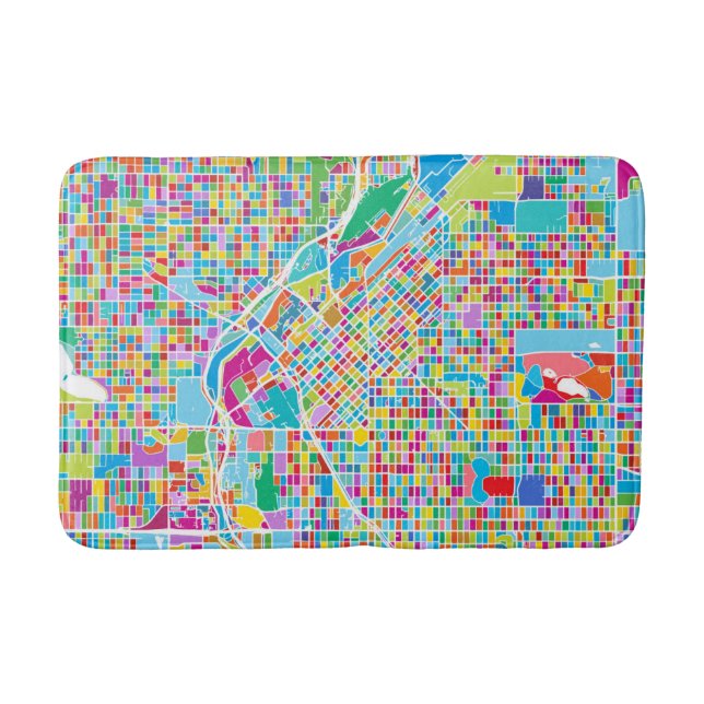 Tapete De Banheiro Mapa colorido de Denver (Frente)