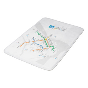 Tapete De Banheiro Mapa do Metrô de Montreal STM leve branco HD