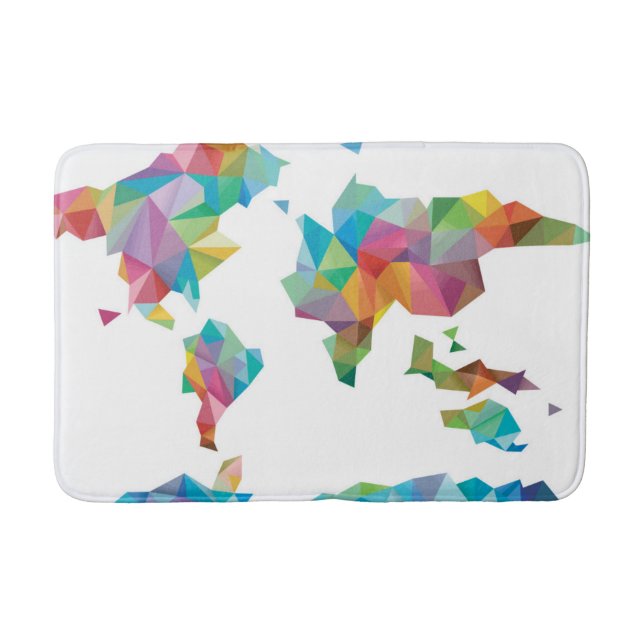 Tapete De Banheiro Mapa do mundo feito de formas geométricas (Frente)