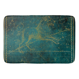 Tapete De Banheiro Mapa Estelar Verde e Dourado Ilustrado Vintage com