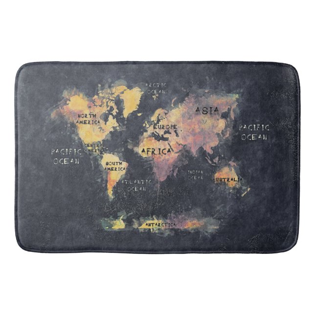 Tapete De Banheiro mapa mundial (Frente)