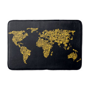Tapete De Banheiro Mapa Mundial de Pontos do ouro