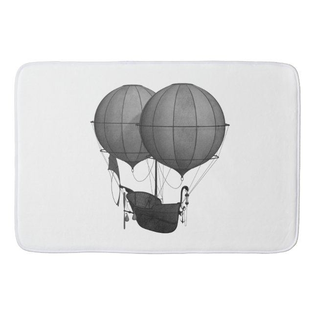 Tapete De Banheiro Máquina de Voo Design a Preto e Branco (Frente)