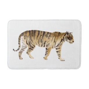 Tapete De Banheiro Marcha de Tigre de Aquarela