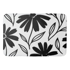 Tapete De Banheiro Margaridas de Tinta Preta Boho