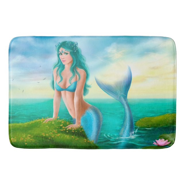 Tapete De Banheiro Marine Mermaid Fantasy Bath Mat (Frente)