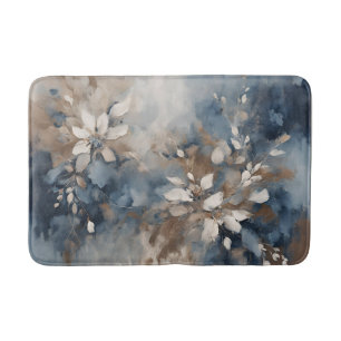 Tapete De Banheiro Marinho Azul Castanho Claro Azul Floral Moderno Mo