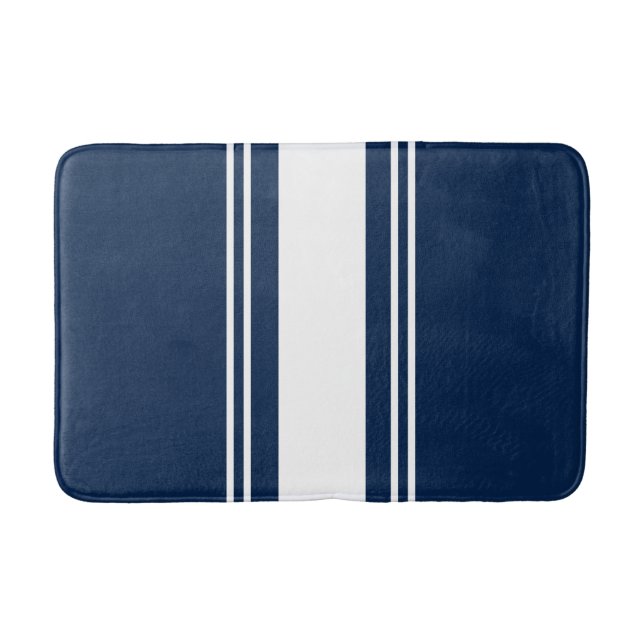 Tapete De Banheiro Marinho azul e branco (Frente)
