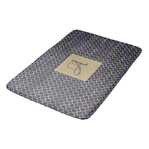 Tapete De Banheiro Marinho Azul Monograma Quatrefoil Newlyweds Casame