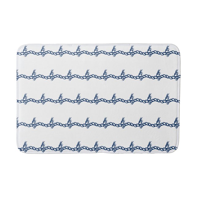 Tapete De Banheiro Marinho Blue White rope waves (Frente)