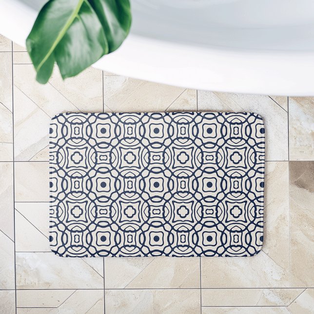 Tapete De Banheiro Marinho e Creme Quatrefoil Block Impressão (Criador carregado)