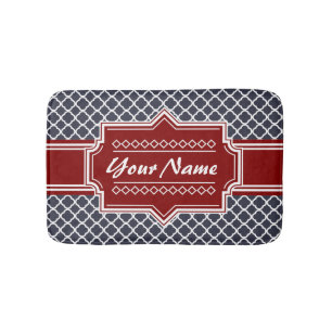 Tapete De Banheiro Marinho e Quatrefoil Vermelho Personalizados