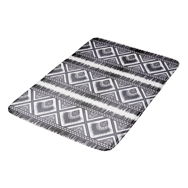 Tapete De Banheiro Marinho White Boho Pattern Towel (Angulado)