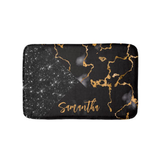 Tapete De Banheiro Mármaco Negro e Glitter